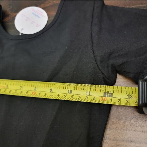 Arshiner Solid Black Dress Short Sleeve A-line Cross Back Size 120 - Picture 5 of 6